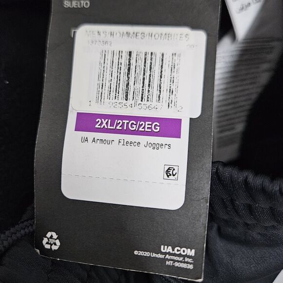 NWT Under Armour Fleece Joggers Men's 2XL Black Loose Pants Pockets Drawstring - Picture 3 of 10